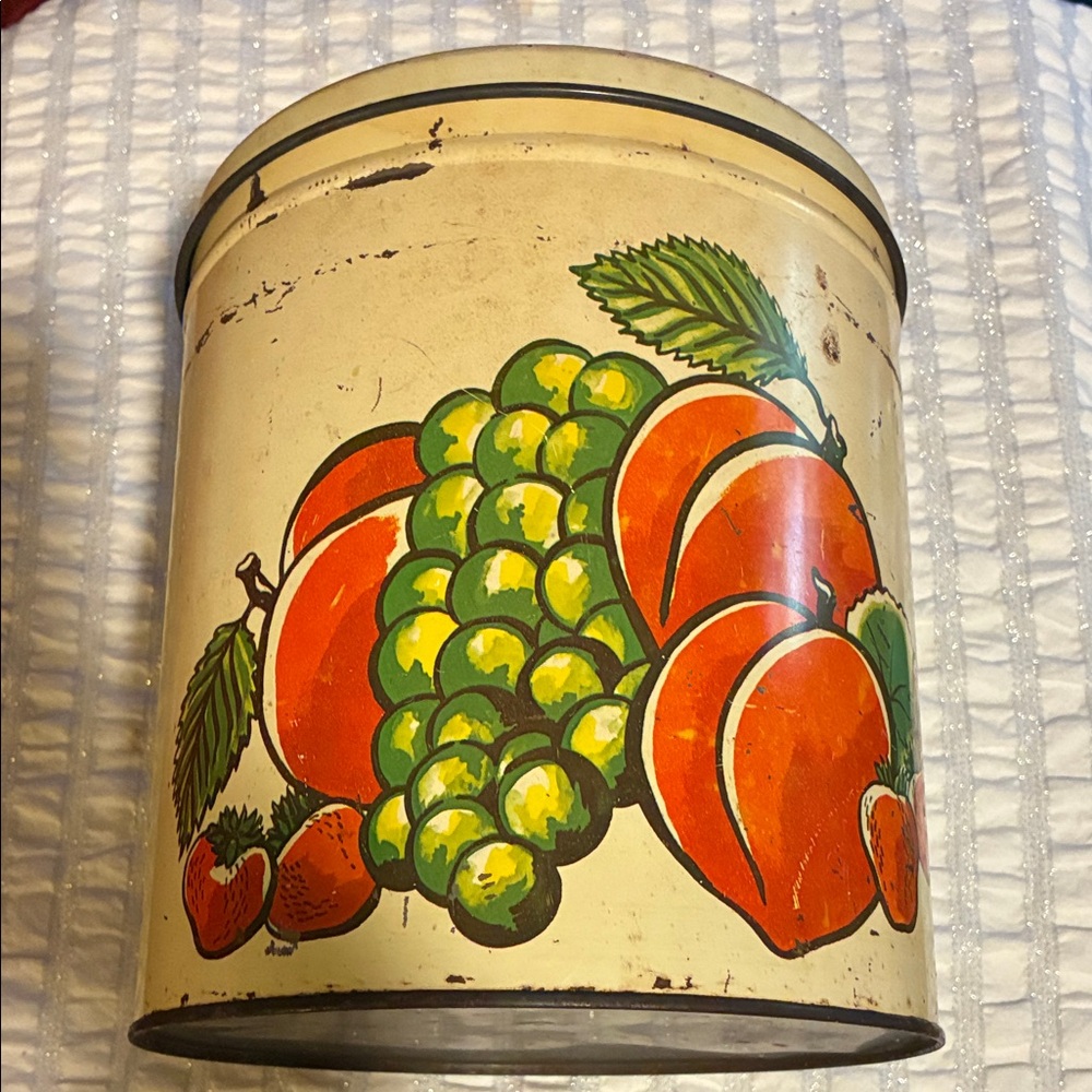 Vintage Fruit Design Tin Canister